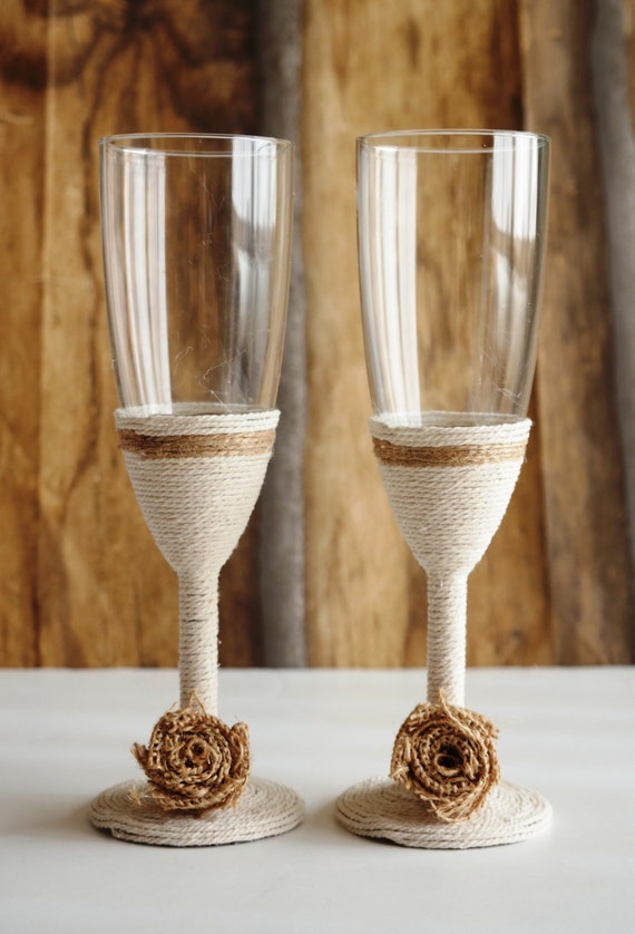 Rustic Wedding Champagne Glasses 10