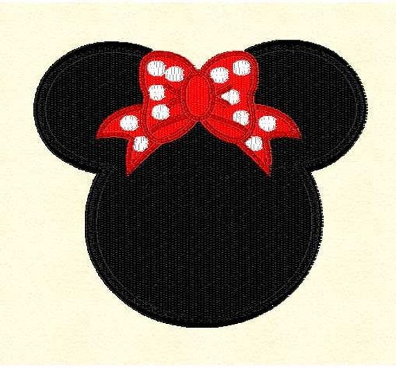 Minnie Mouse Head Ears With A Bow Filled By Mountainembdesigns