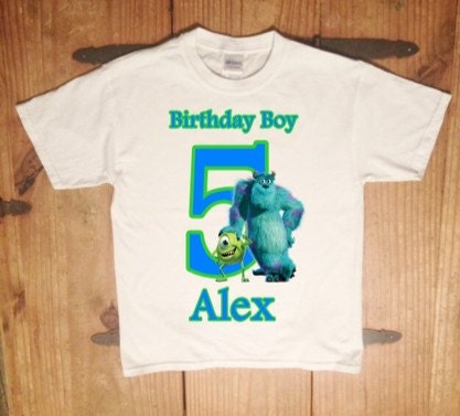 Monsters Inc Sully Personlized Boys Birthday Tshirt with Name and Age