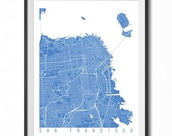 SAN FRANCISCO Map Art Print / California Poster / San Francisco Wall Art Decor / Choose Size and Color