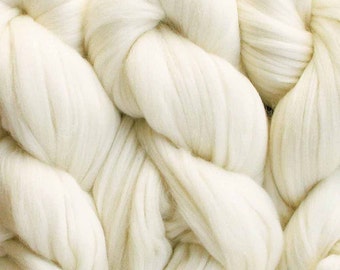 ELEGANCE SILK MERINO Super Bulky Chunky Yarn extra thick and soft. Quick knitting with bold luxurious texture. Living Dreams, 4oz Ivory