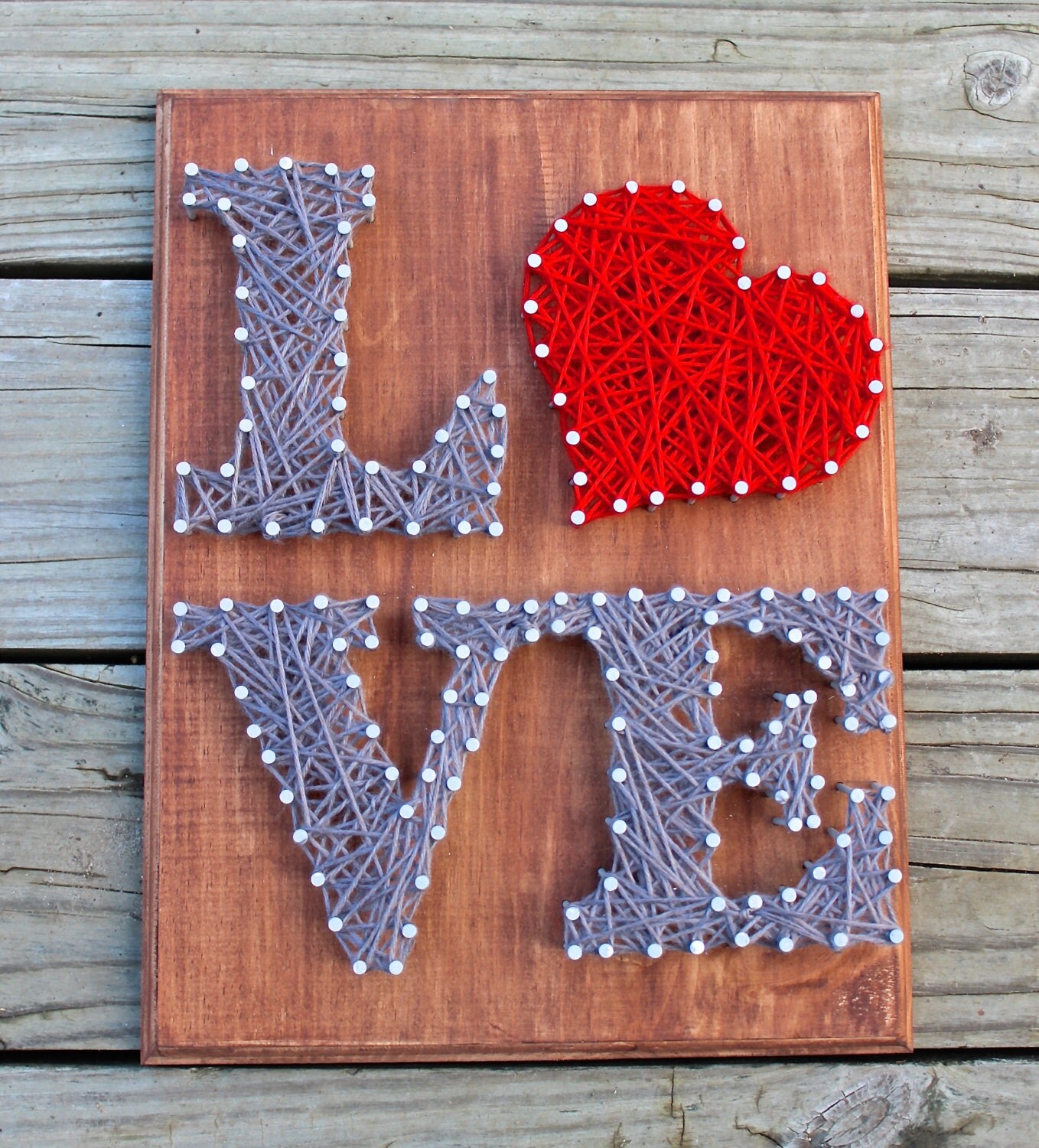 LOVE Nail and String Art Wall Decor