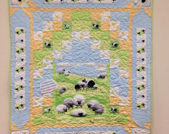 Counting Sheep Baby Quilt Kit Fabrics by Susy Bee, Pattern by Pine Tree Country Quilts Finished Size 44" x 50"