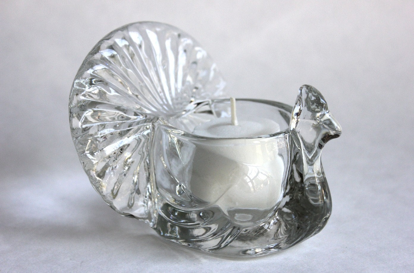 Avon Clear Glass Turkey Votive Candle Holder Vintage