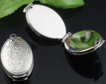 3PCS Silver Oval 4 Photo Locket, Photo Locket Pendant (#5010016)