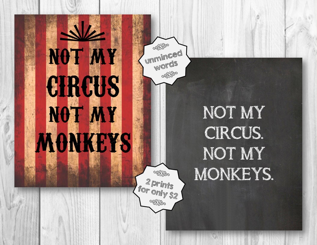 Not my circus not my monkeys polish proverb black white funny