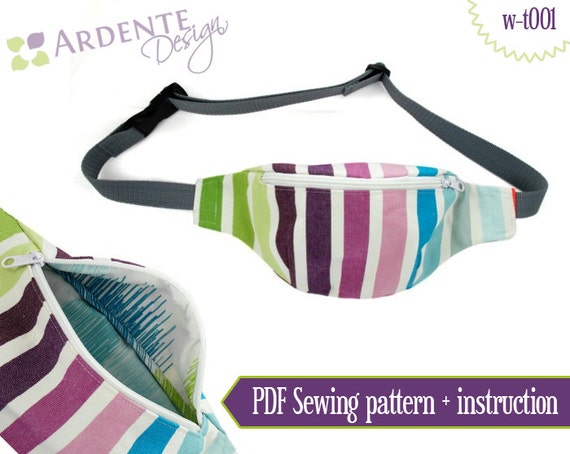 Hip bag pattern hip pouch belt bag travel bag hip by ArdenteDesign