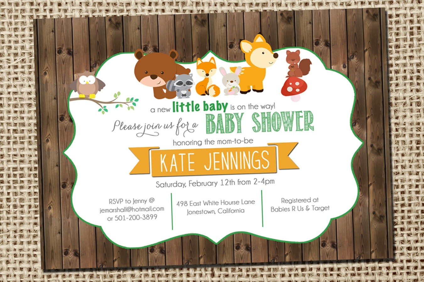 Woodland baby shower invitations with by silvergazeinvitation