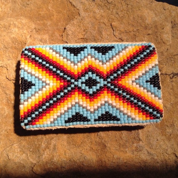 Native American beaded belt buckle by ShopBouboulina on Etsy