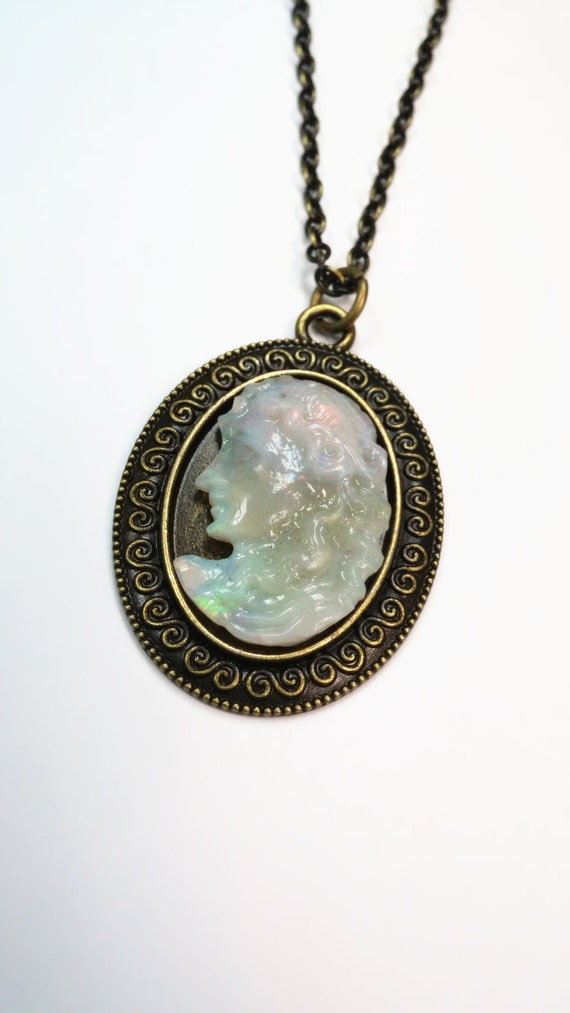 Antique Jewellery Opal Necklace Australia Natural by OpalCarving