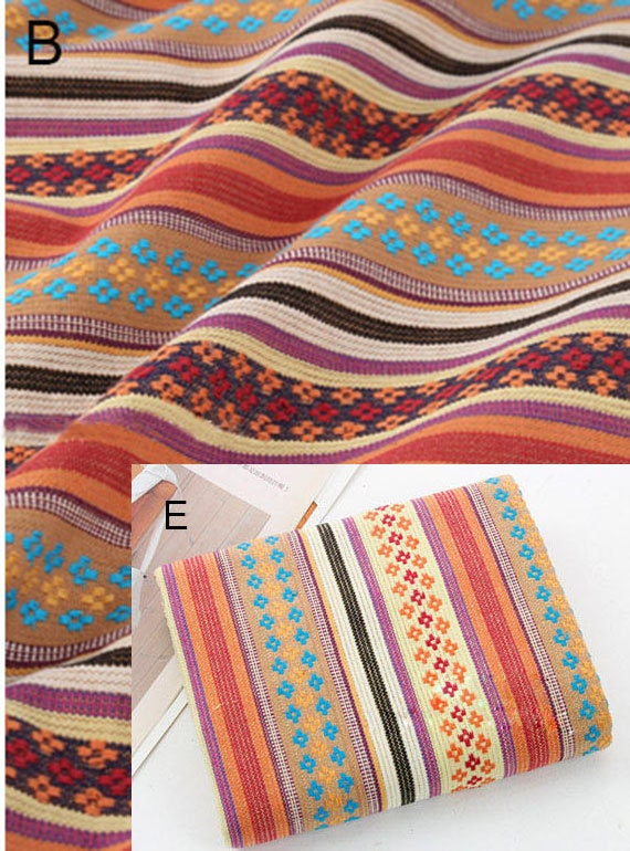 Stripy Cotton Fabric BOHO Bohemian fabric Upholstery fabric