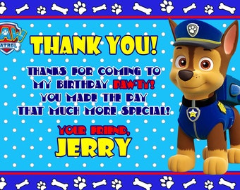 Paw Patrol Paw Patrol Chase Birthday by OKinvitations on Etsy