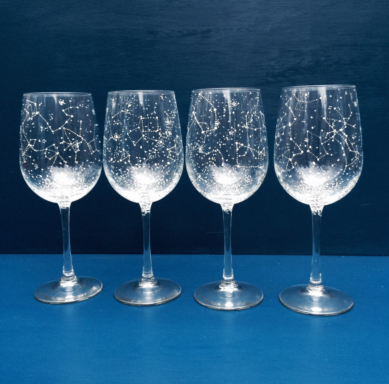 Set of 4 Handpainted Star Constellation Wine Glasses by BallouSky