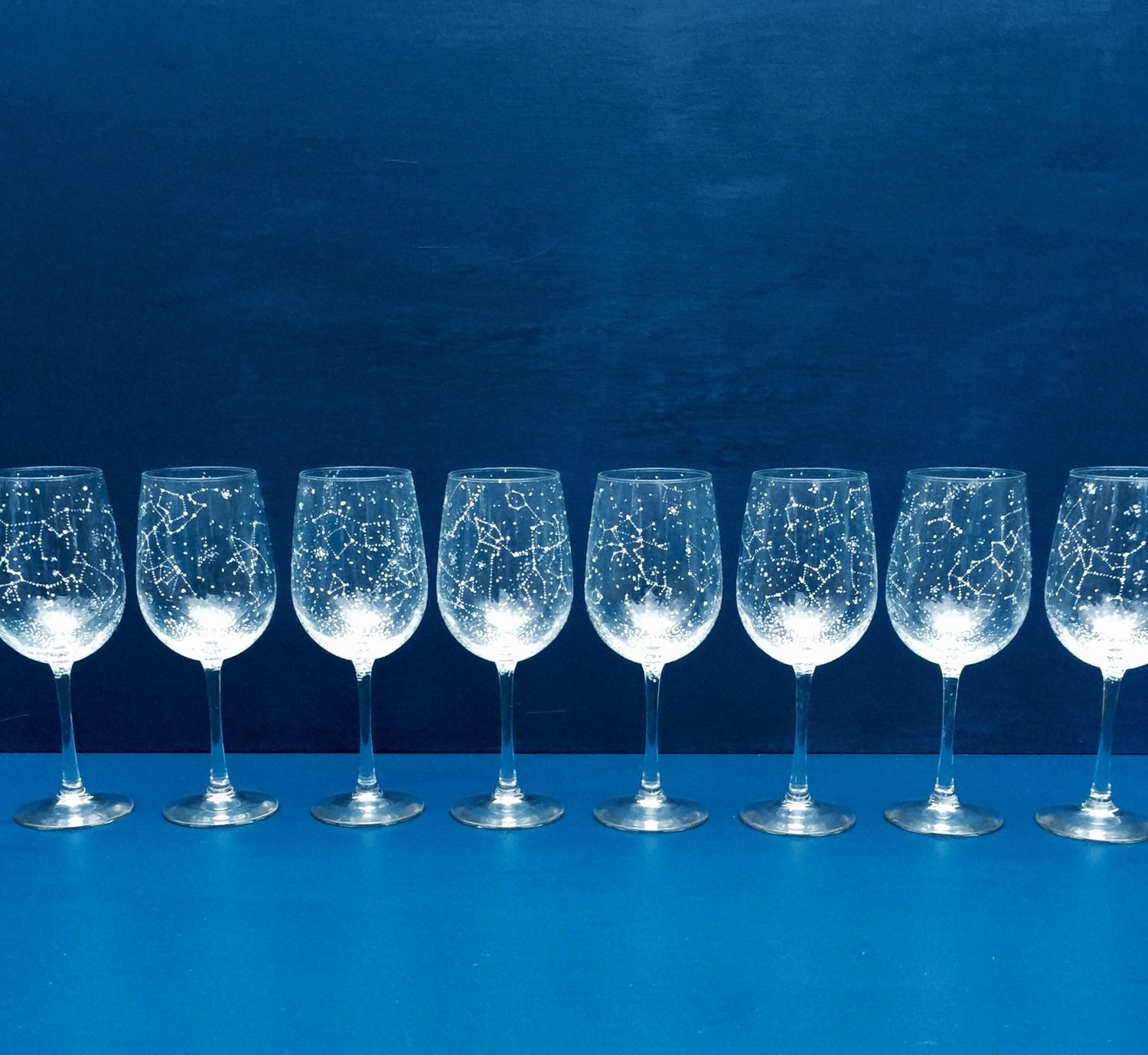 Set of 8 Handpainted Star Constellation Wine Glasses by BallouSky