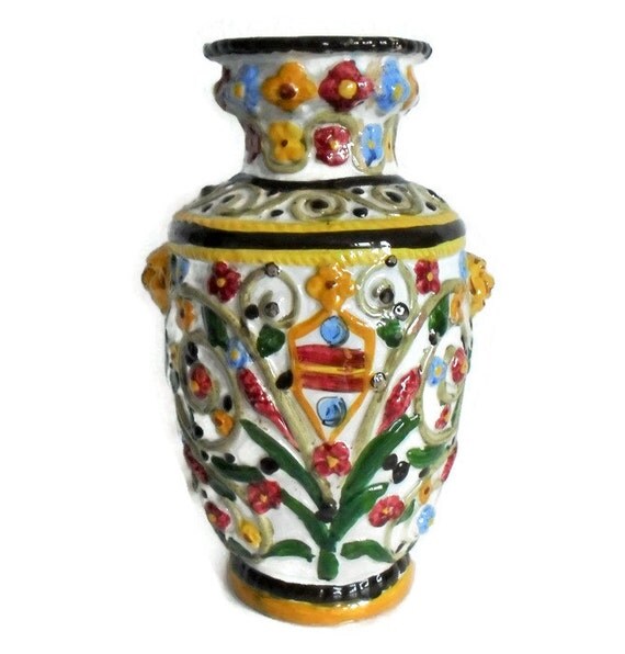 Vincenzo Corrente Majolica Vase Antique Faience Grotesque