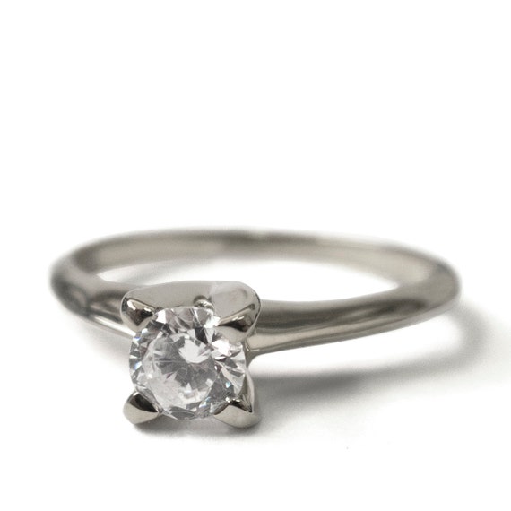 Engagement Ring - 14K White Gold and Moissanite engagement ring ...