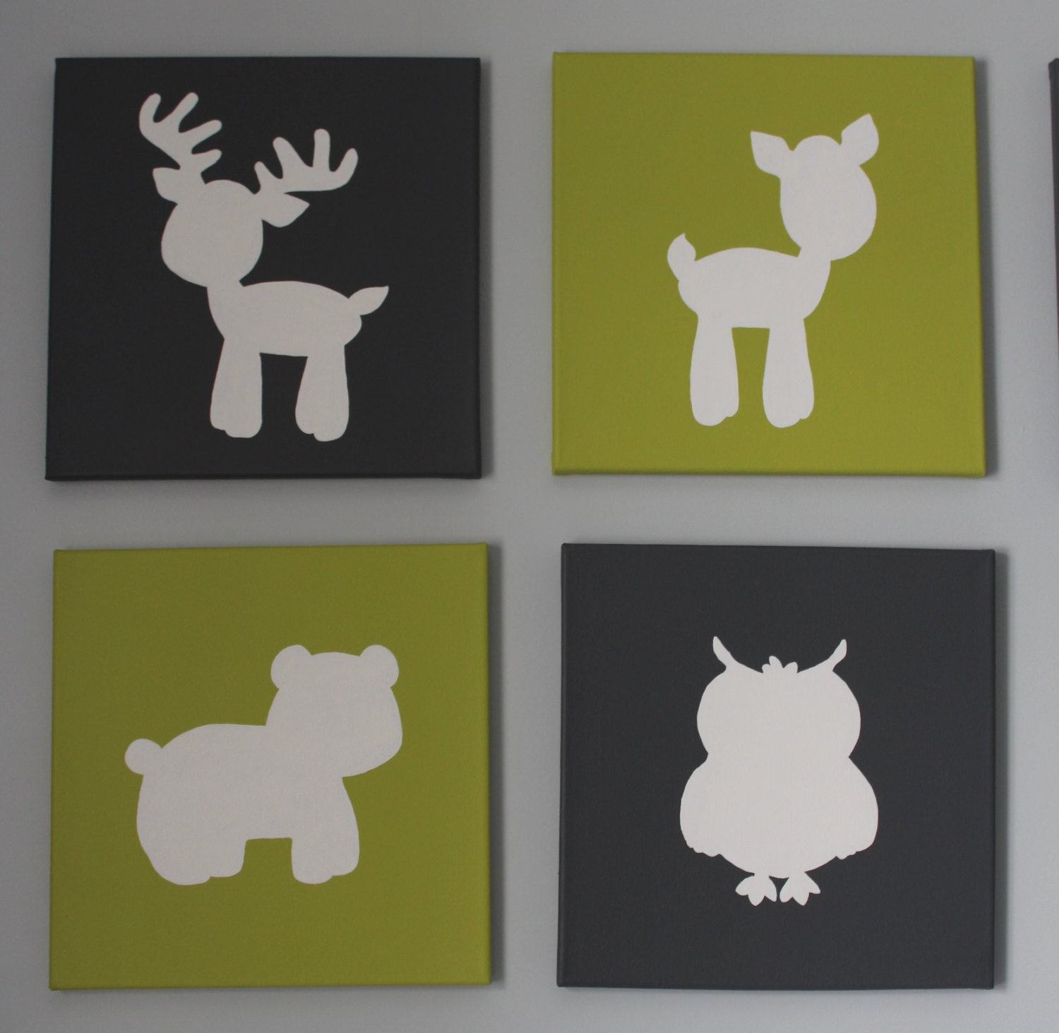 Nursery Decor Forest Animal Silhouettes Set by CanvasCreations22