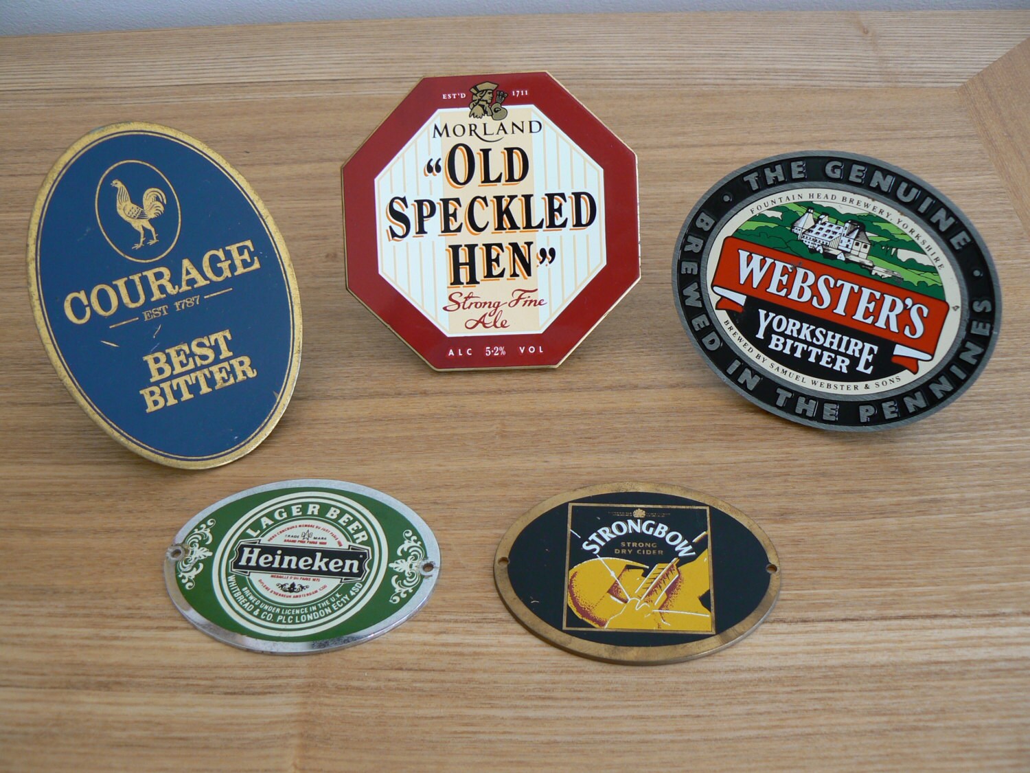 Authentic Metal Brewery Pump Handle Badges