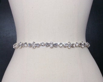 Bridal Belt, Skinny Belt, Crystal Belt, Wedding Belt, Rhinestone Belt, Bridal Sash, Thin Belt, Dressy Belt, Best Friend Bridal 179
