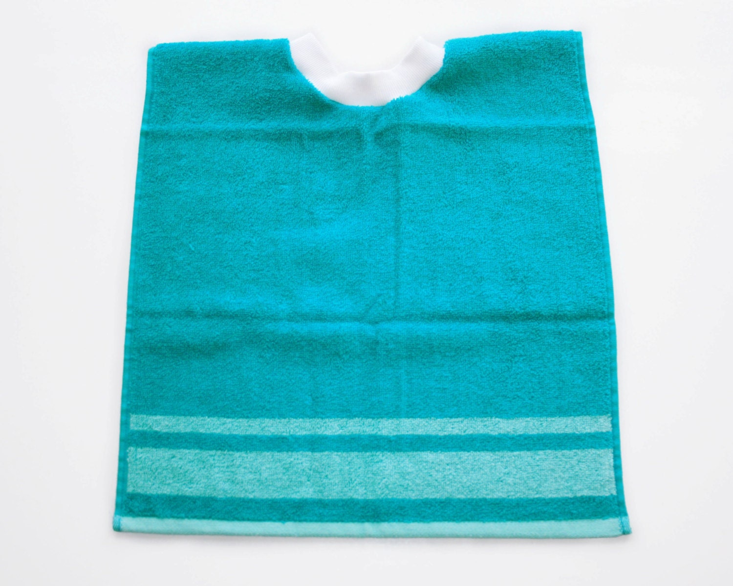Striped Turquoise Towel Bib Pullover Terry Cloth Bib Toddler