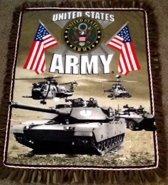 United States Army print fleece tie blanket reversible tie