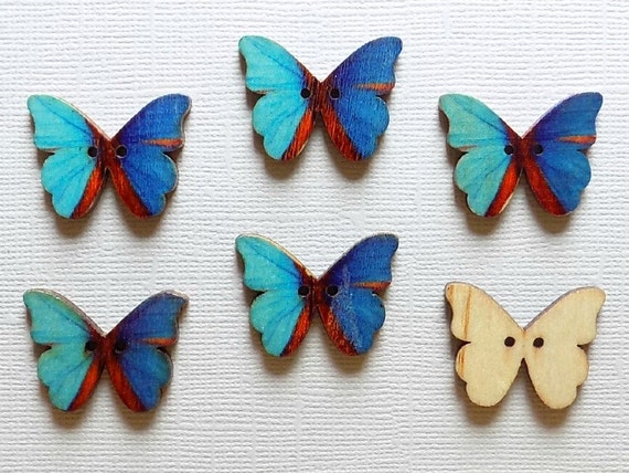 6 wooden butterfly buttons bf 00021 from 6 wooden butterfly buttons bf 00021 from