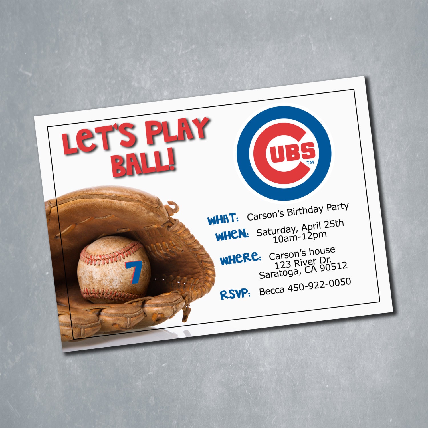 Chicago Cubs Baseball Digital Birthday Invitation. by MeghansView