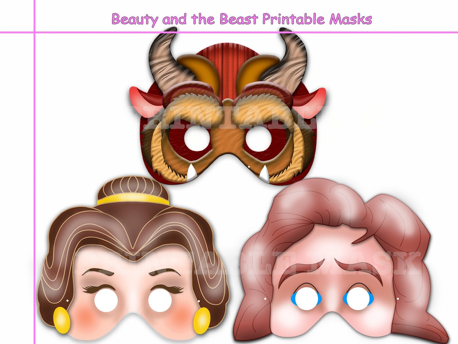 Unique 3 Beauty and the Beast Printable Masks party mask