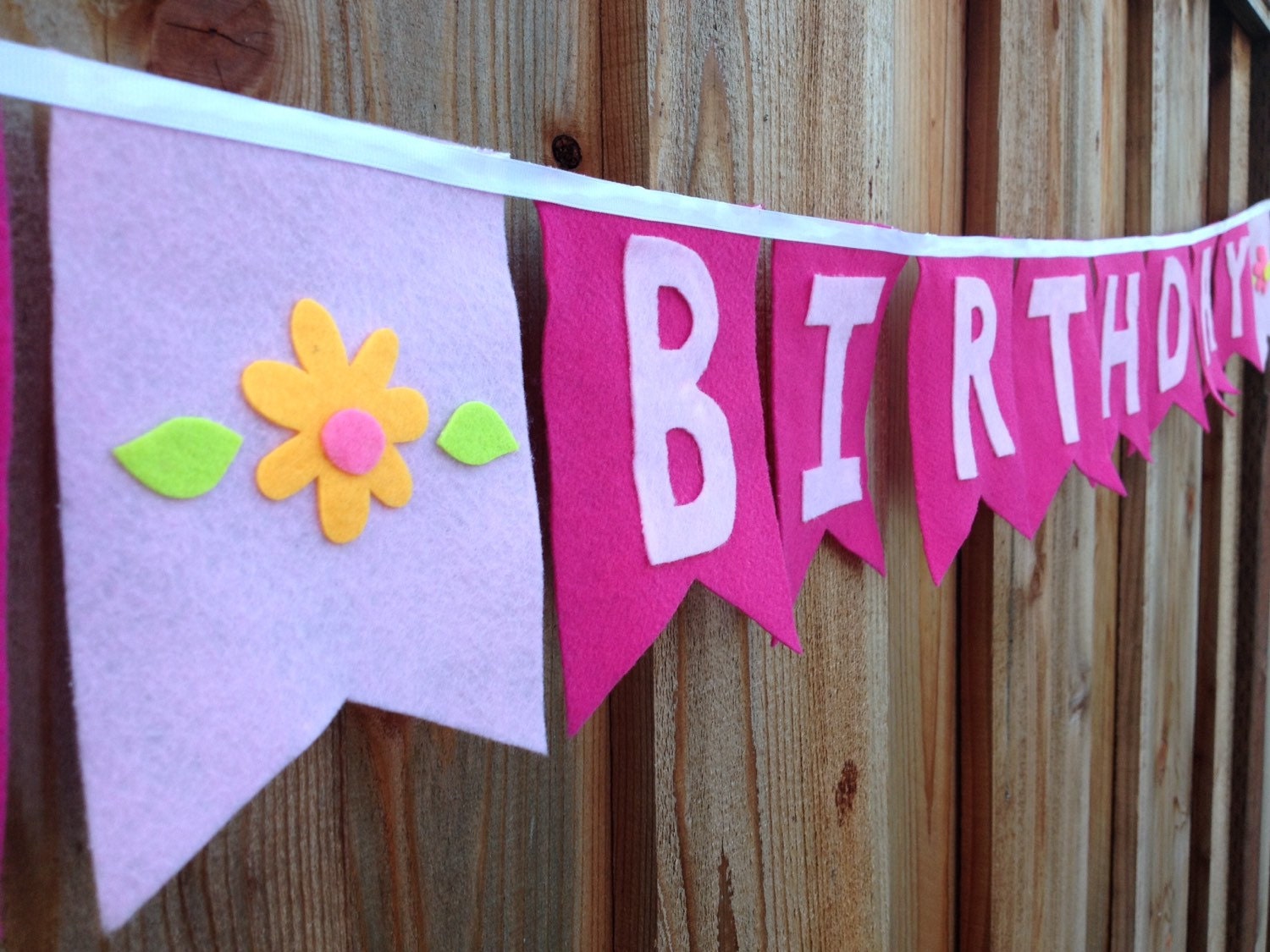 Pink Felt Happy Birthday Banner by PrettyBrittyGoods on Etsy