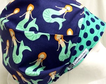 Mermaids - bouffant Scrub Hat, Surgical Scrub Hat for Women