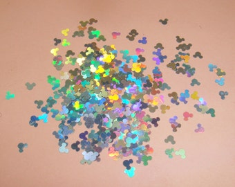 Solvent Resistant -4mm Laser Silver Mickey Shapes for DIY Nail Art Glitter Decorations