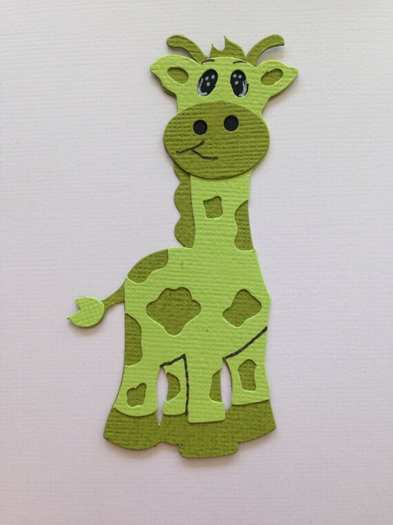 1 Rare Giraffe Die Cut Green Embellishment by MaksCraft on Etsy