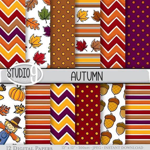 AUTUMN Digital Paper: Autumn Printable Pattern Print Autumn