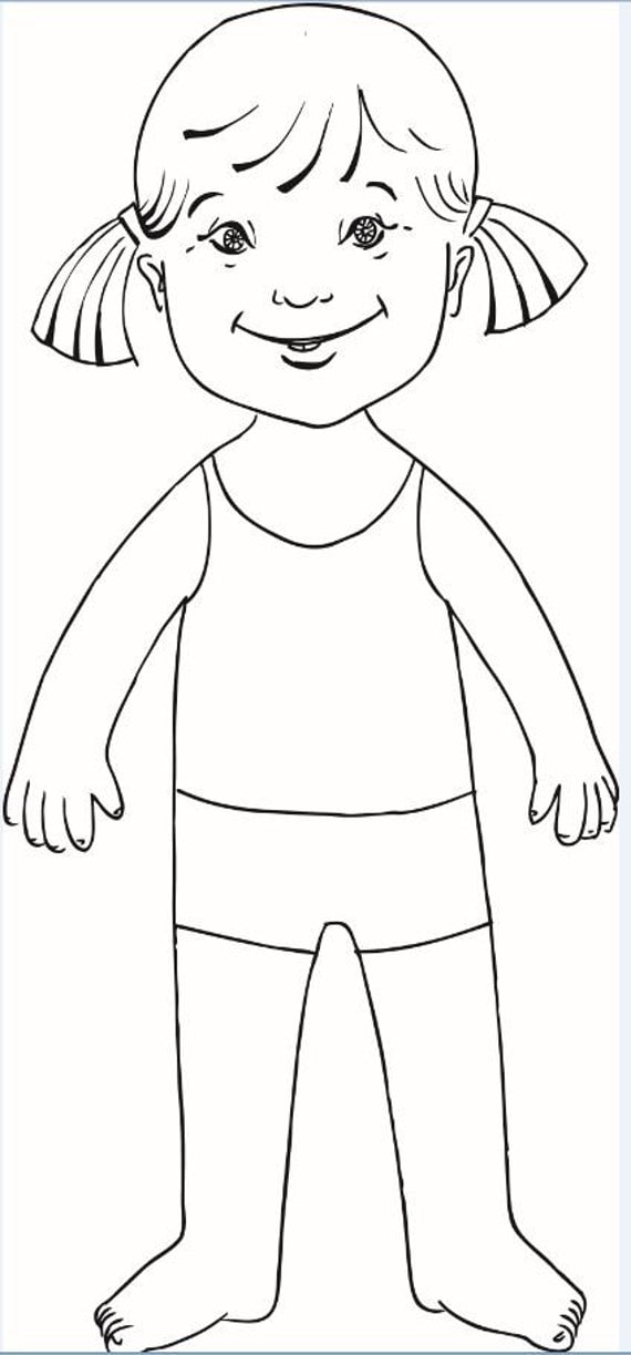 Download Coloring pages Paper doll for kids with Down