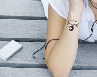 Elephant On Moon Temporary Tattoo Elephant On Moon Temporary Tattoo