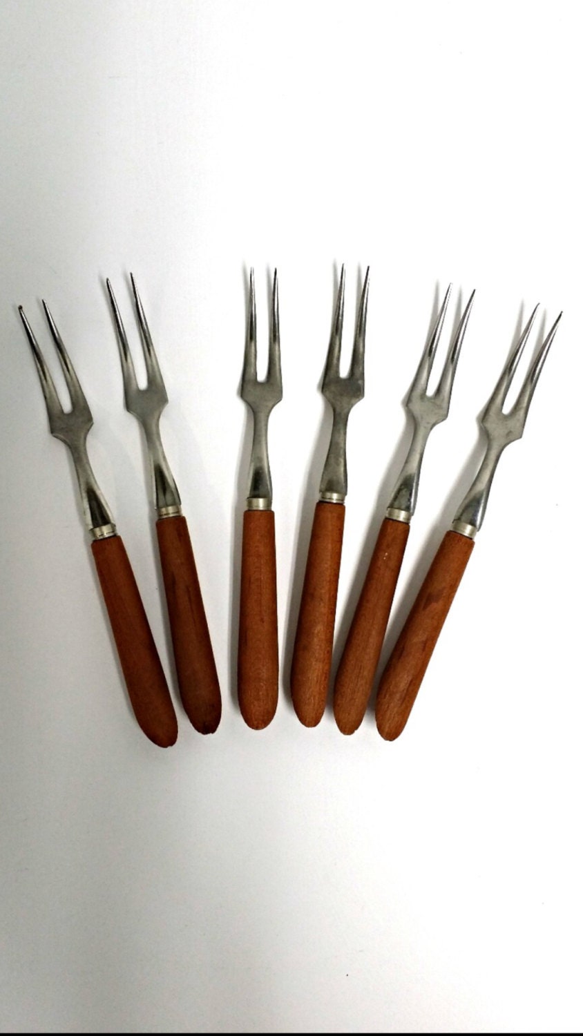Vintage cocktail forks, hors d’oeuvre fork set, retro barware
