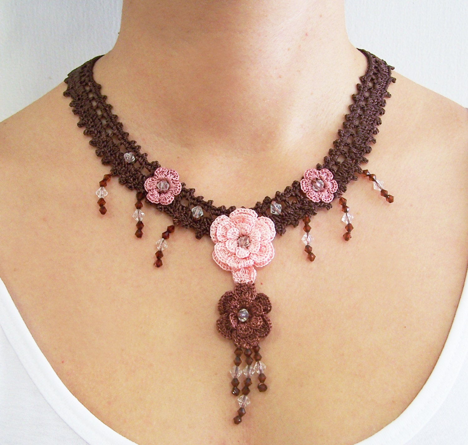 Lace Necklace Crochet Necklacecrochet Jewelrylace By Tutaste