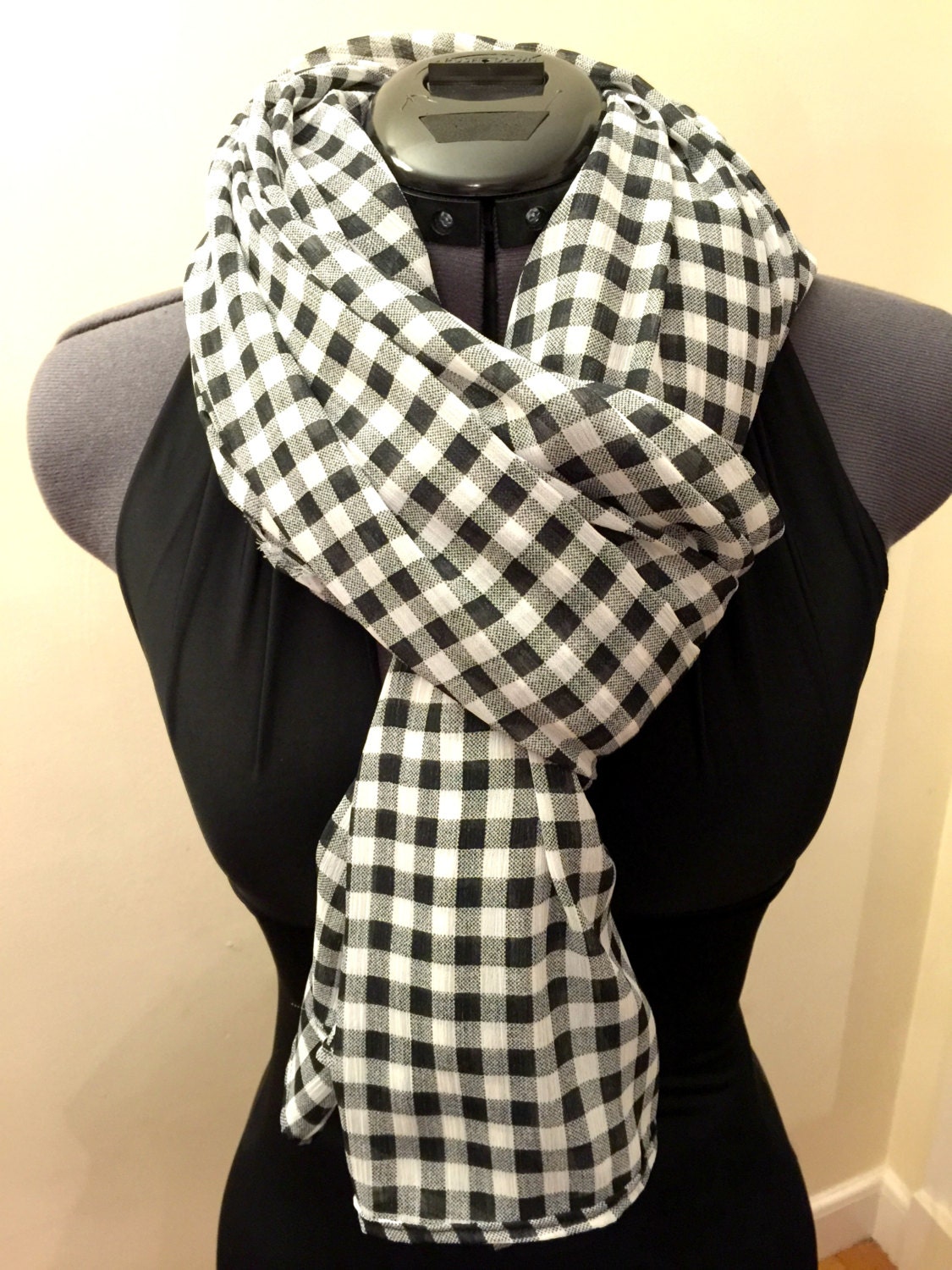 Checkered Black and White Scarf