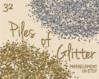 Piles of Glitter: Digital Glitter Download, Glitter Printable, Glitter Gold, Silver Glitter Clipart Download, Digital Gold Glitter Graphics