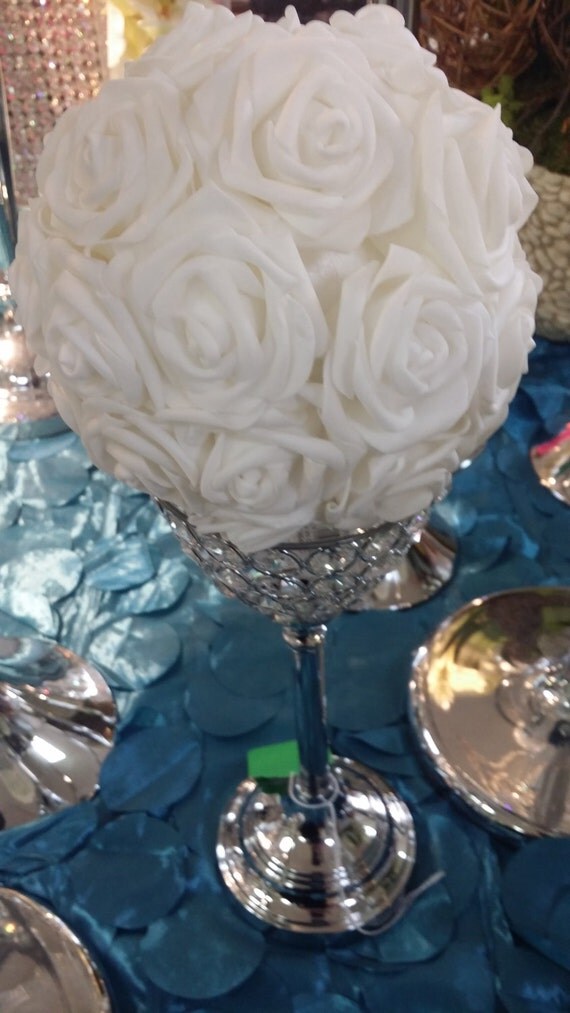 White Kissing Balls 12 Rose Balls Hanging by ElegantEventsBoutiqu