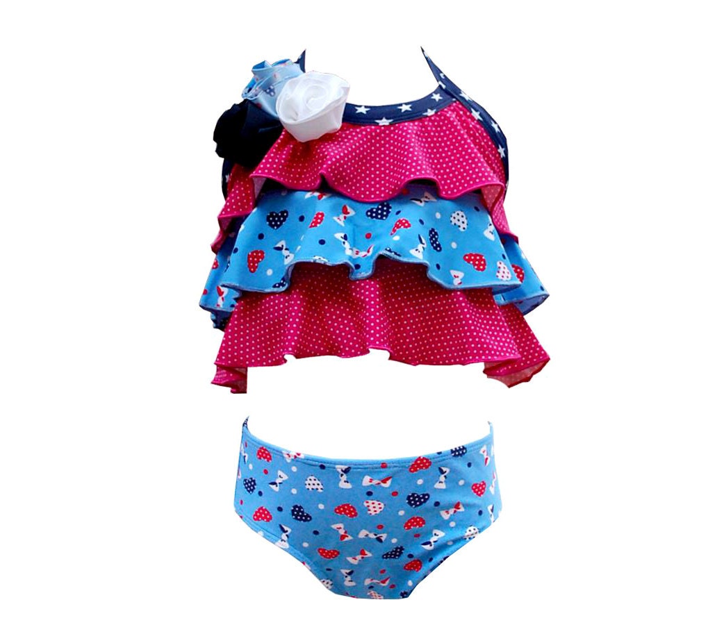 Ruffled Tankini Little Girls Swimwear Kids Swimsuit