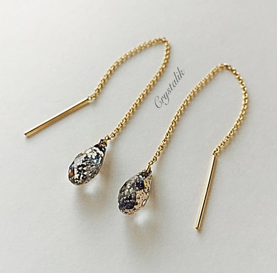 Items similar to Gold Thread Earrings Black Friday SALE Sterling Silver