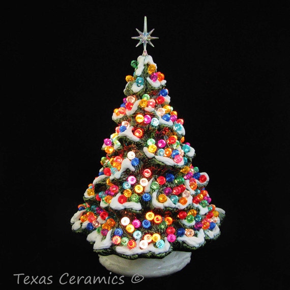 Ceramic Christmas Tree Shenandoah Pine with Snow by TexasCeramics