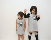 Pug print striped dress 12, 18, 2T, 3T, 4T
