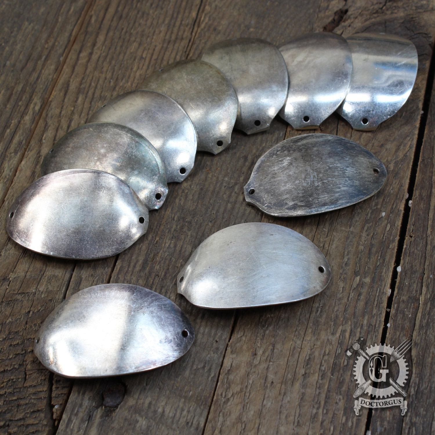 Curved Spoon Bracelet Parts - 10 Piece Assortment - Antique Sterling Silver Plated Silverware - Make Your Own Spoon Jewelry - Metal Stamping
