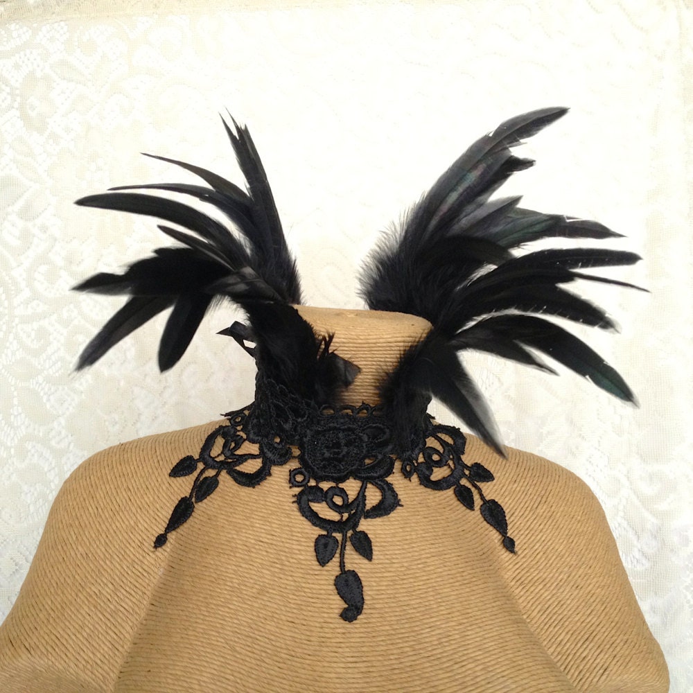 Maleficent costume collar CHILD's size Victorian feather