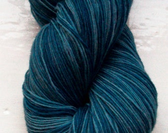 Hand painted yarn, soft merino wool, lace weight air force blue grey 100g