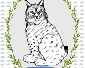 HOLIDAY Cards Set - Lynx- woodland animal- Seasons Greetings- postcard set of 6