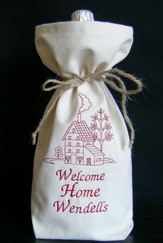 Personalized Wine Bag Housewarming Gift Realtor by debbiewendell