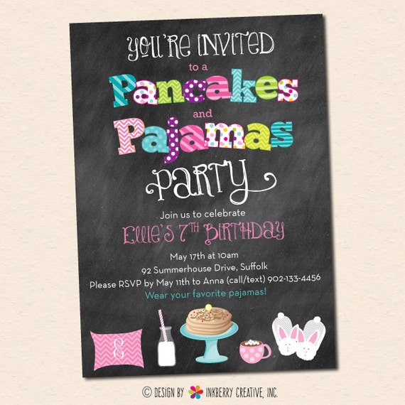 Pancakes And Pajamas Party Invitations 6